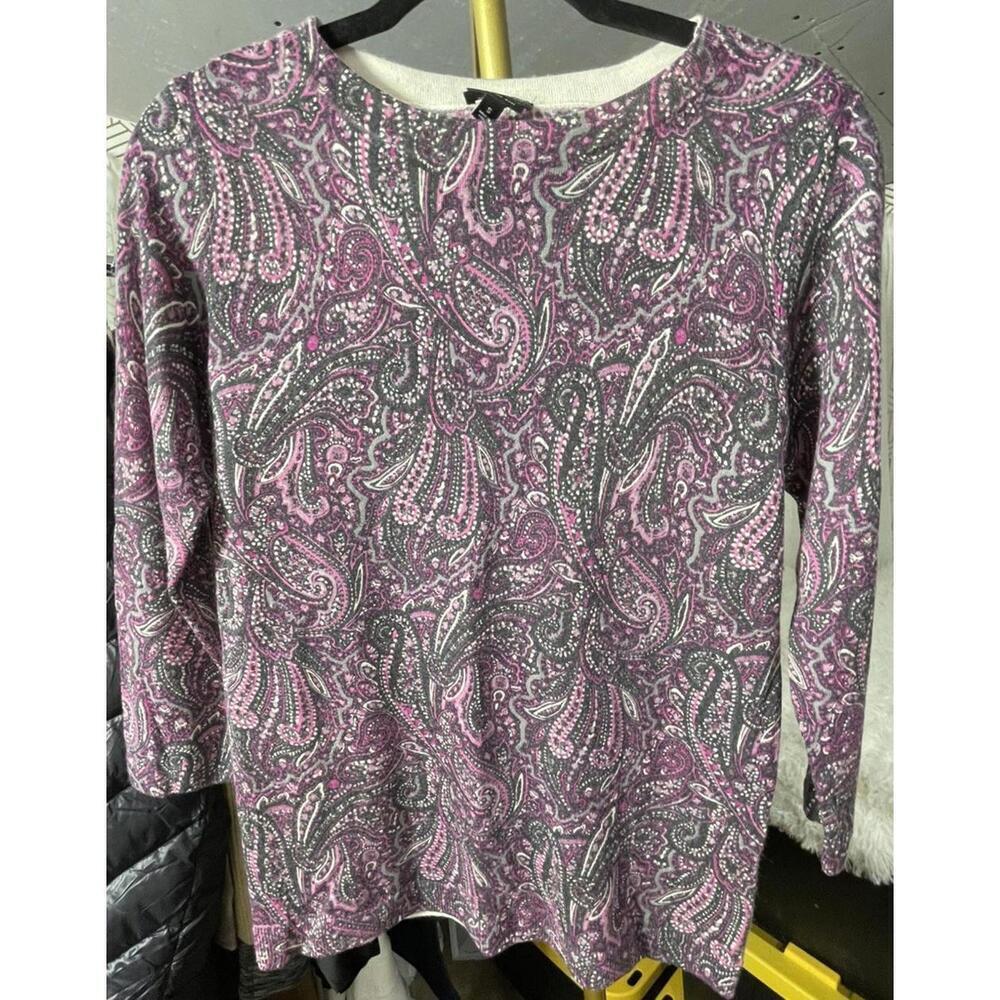 Talbots Women's Pure Merino Wool Lightweight Paisley Print Sweater Sz Small